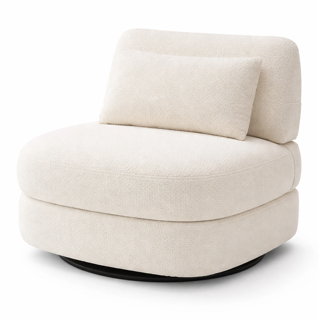 Sillon giratorio beige con cojin-livaroe